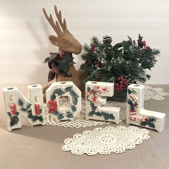 Vintage Other - Vintage Noel Christmas Candle Holders Set In Original Box Lipper & Mann